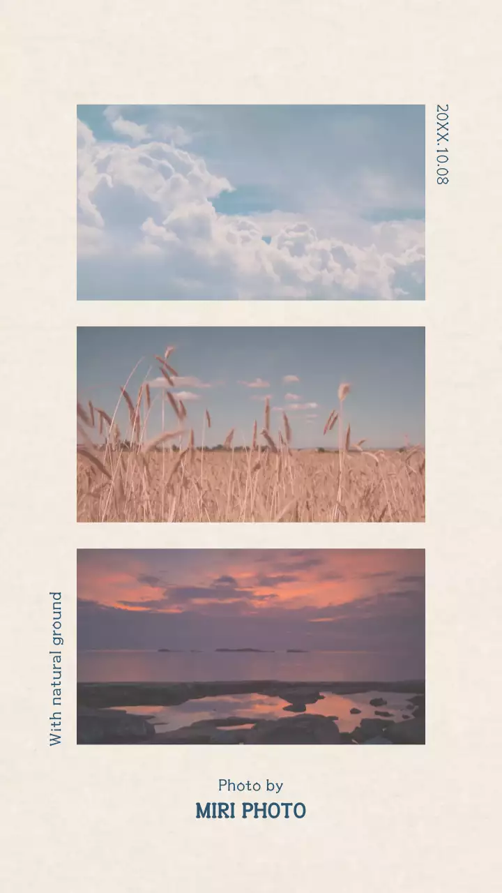 베이지색 배경의 감성적인 분위기가 돋보이는 3분할