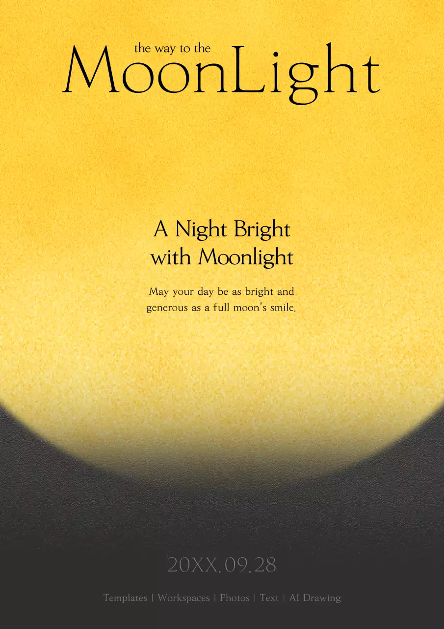 Yellow Minimal Moonlight Announcement Poster