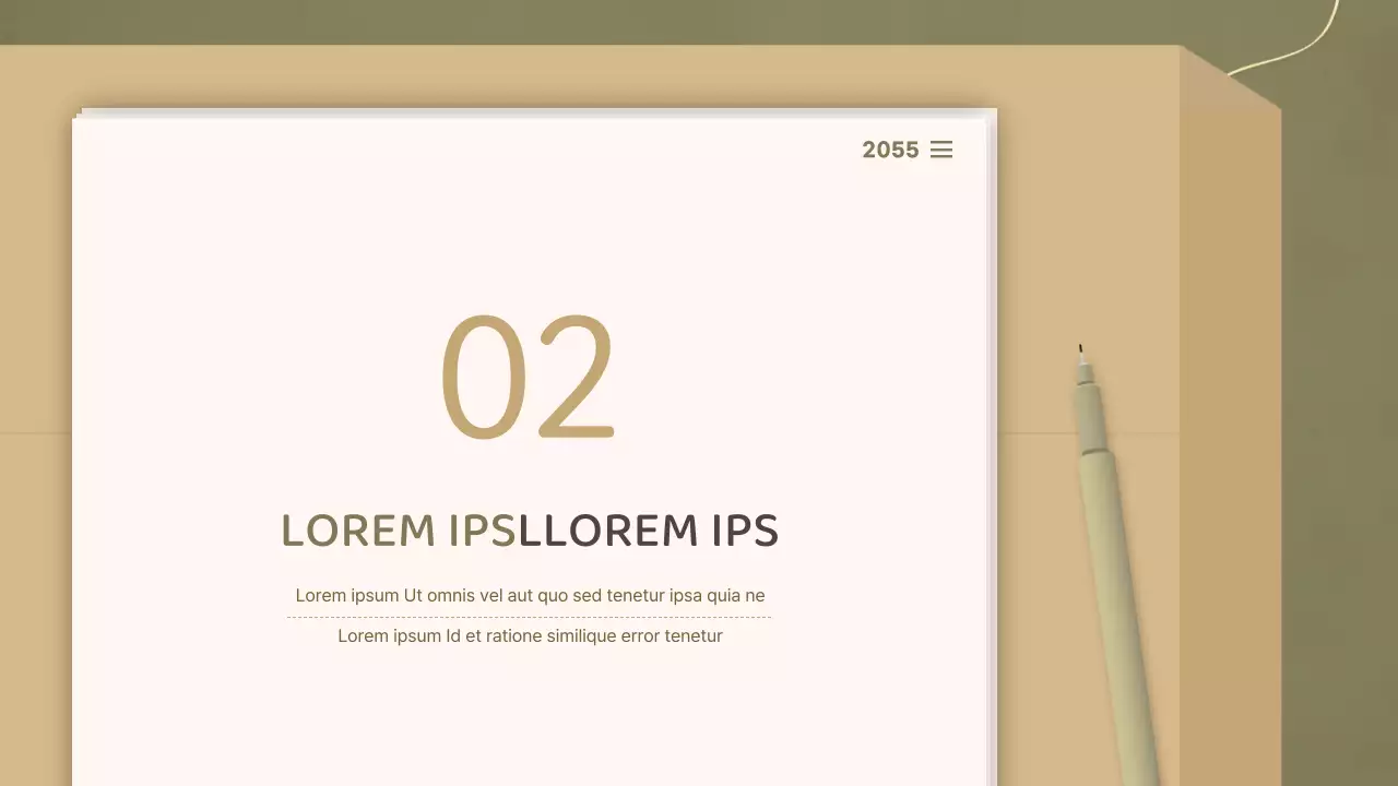 Pour des présentations avec un concept de document épuré dans les tons olive et beige