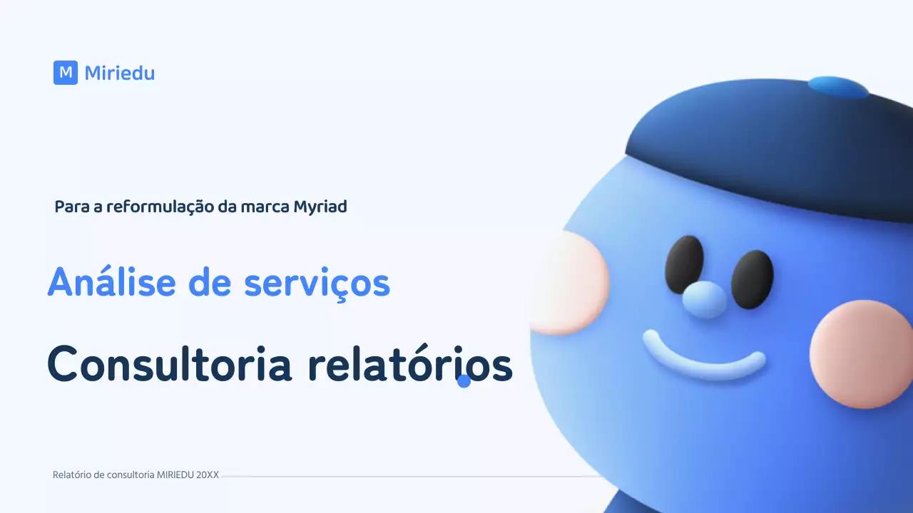Uma personagem tridimensional azul com um conceito simples para um relatório de consultoria.