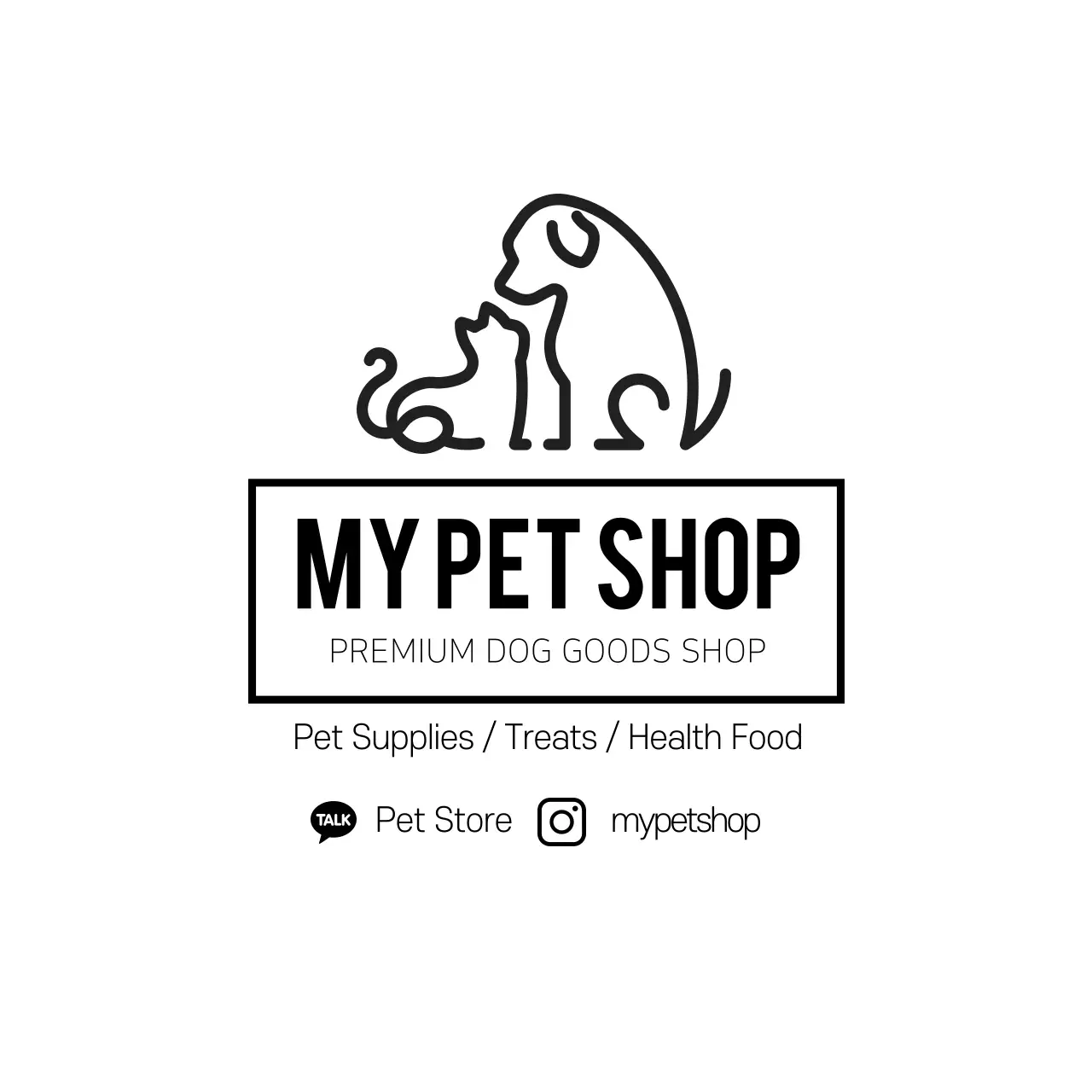 Logo ilustrasi hitam label toko hewan peliharaan hewan sederhana