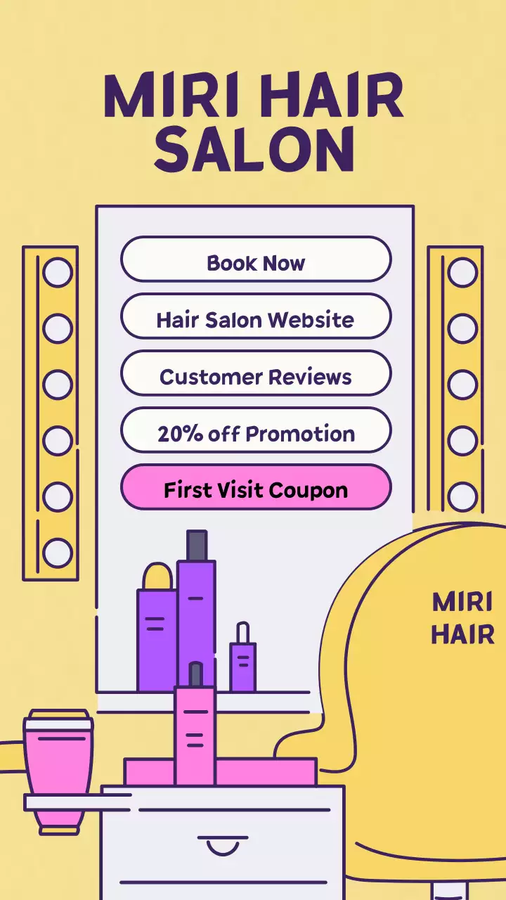 Yellow vanity retro salon appointment