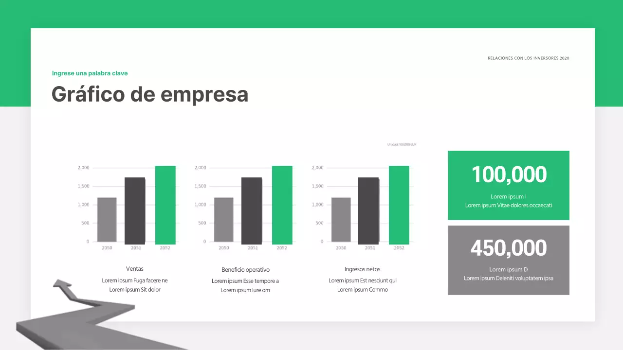 Gráfico de barras en verde y gris