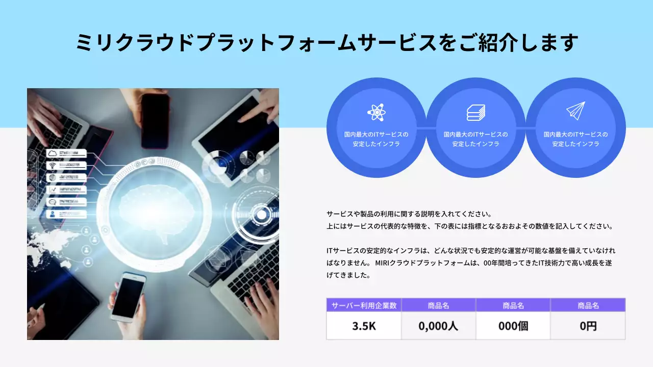 青 モダン クラウドサービス 資料 プレゼンテーション