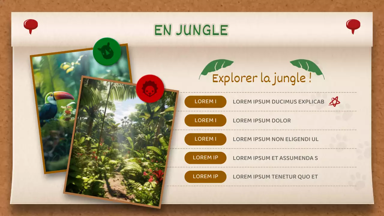 Tableau mémo marron et vert Concept Jungle Story