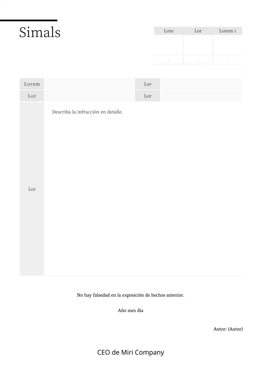 Formulario de carta de dimisión en gris