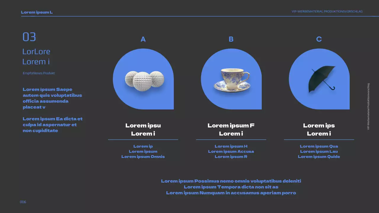 Vorschlag für ein blau gefärbtes VIP-Werbemittel