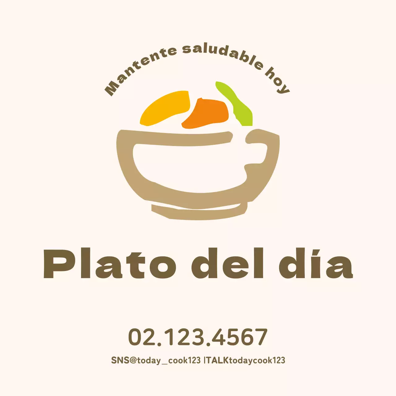 Marrón y amarillo claro, redondo consultas ilustradas delicatessen