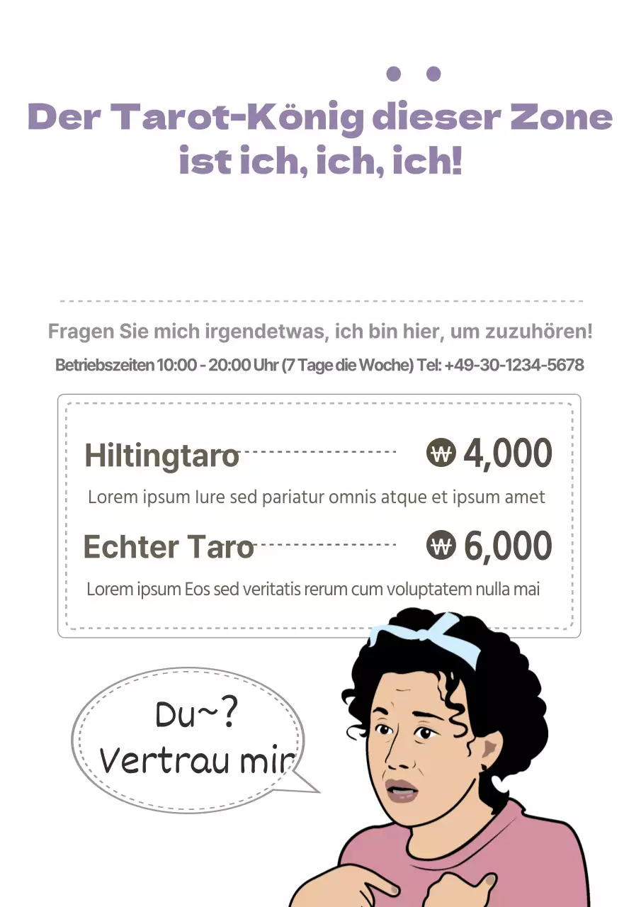 Einfaches Tarotkarten-Restaurant-Menü-Faltblatt