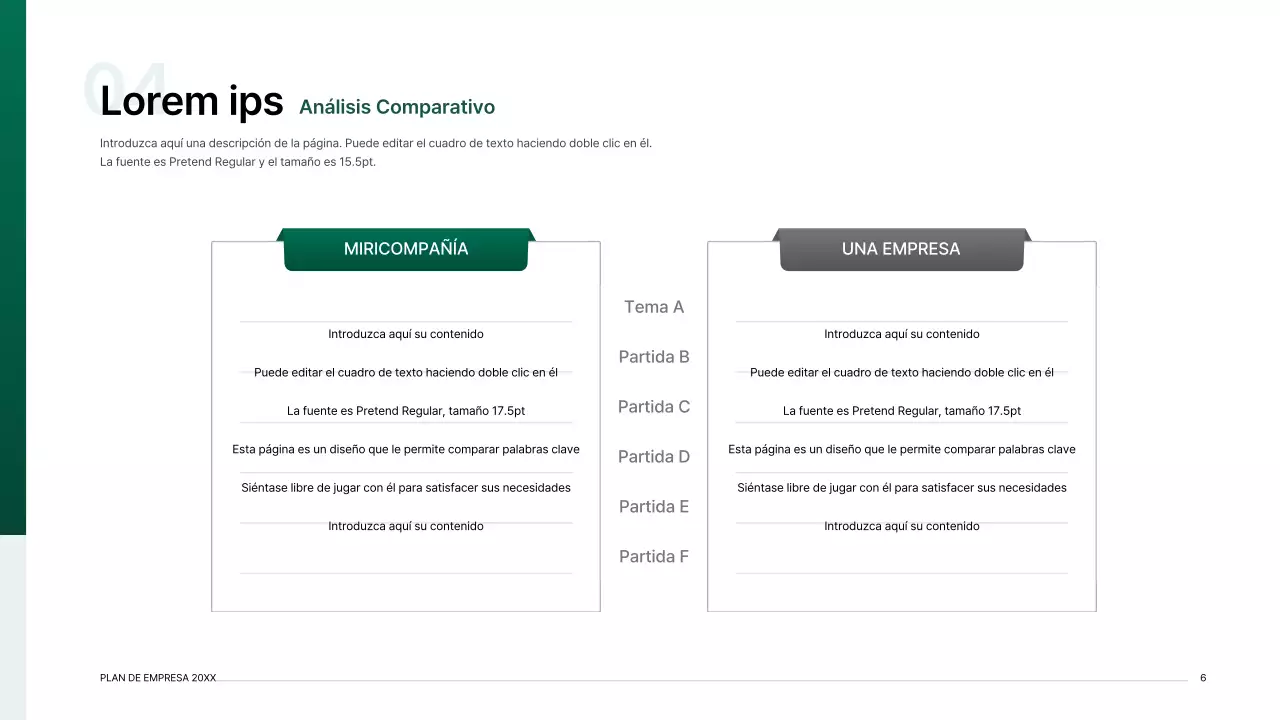 Kit de presentación de plan de negocio con un concepto de índice degradado en verde
