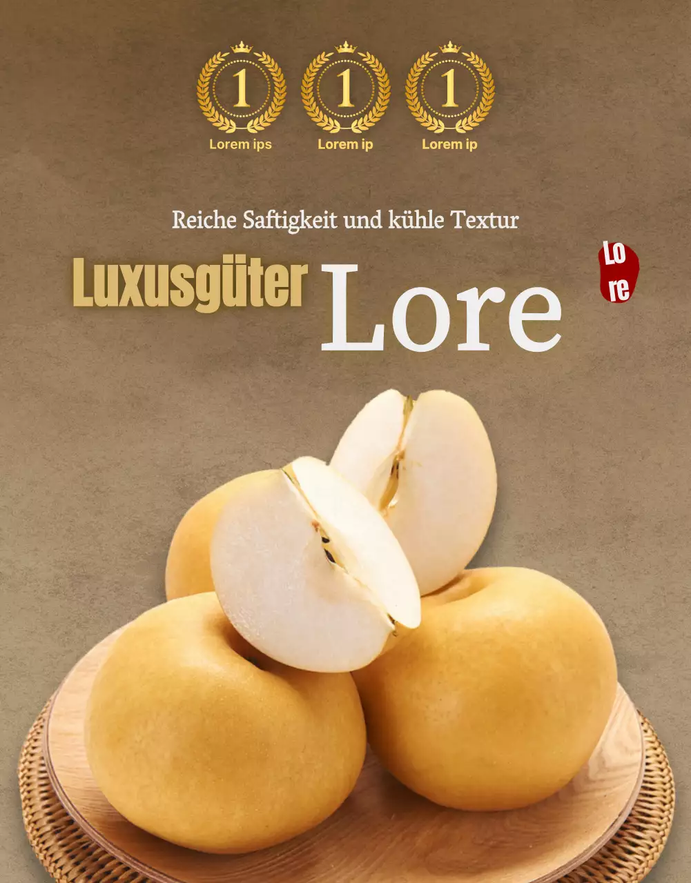 Traditionelle Verkaufsseite für Obst mit Papierstruktur