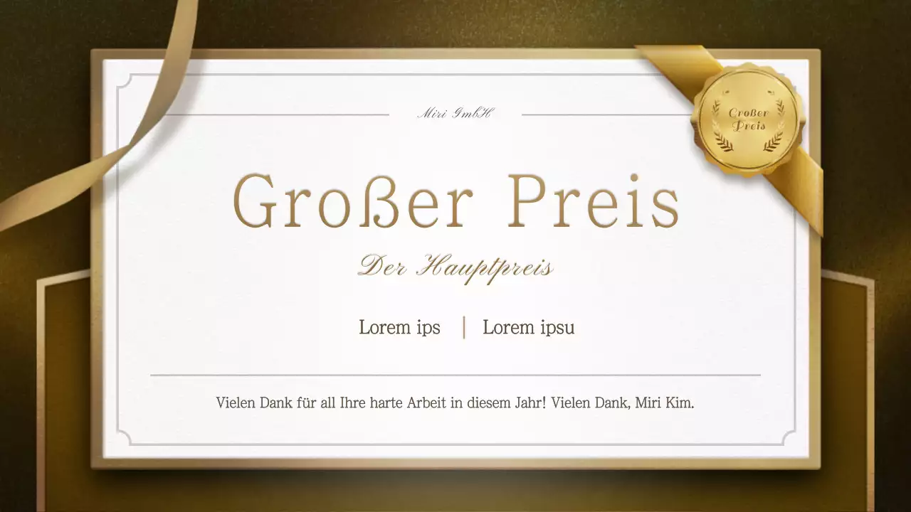 Eine Einladung in Gold und Marineblau zu einer Jahresendfeier mit einer feierlichen Dienstanweisung