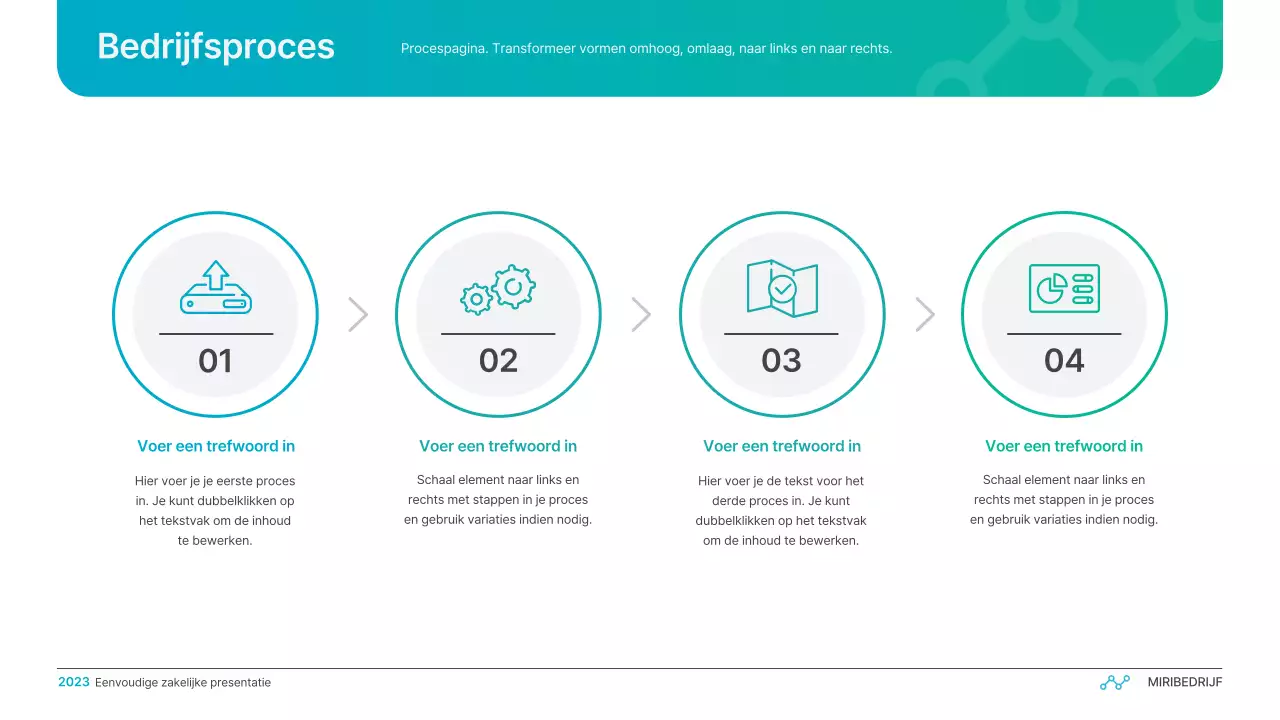 Eenvoudige zakelijke presentatie met kleurverloop in lichtblauw en groen