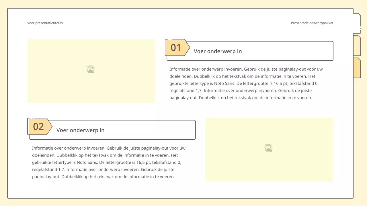 Strakke en eenvoudige presentatieset in geel