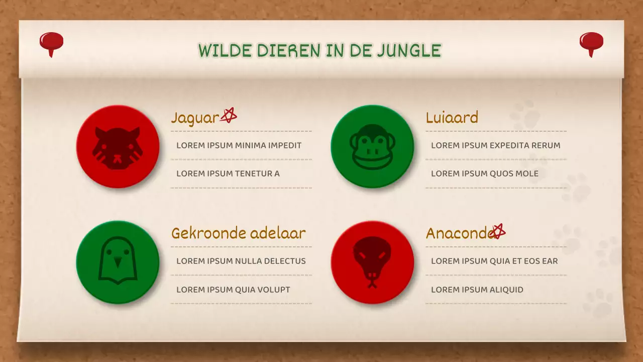 Bruin en Groen Memobord Concept Jungle Verhaal