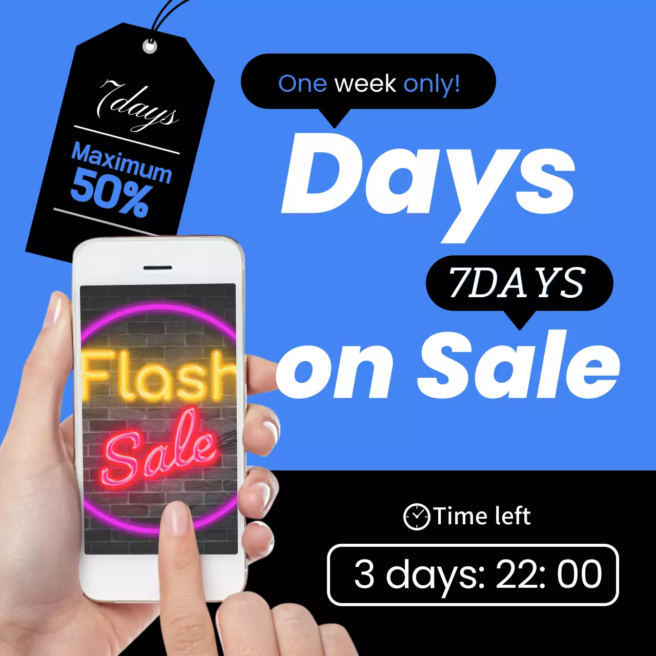 블루 트렌디 세일 프로모션 소셜 미디어 게시물