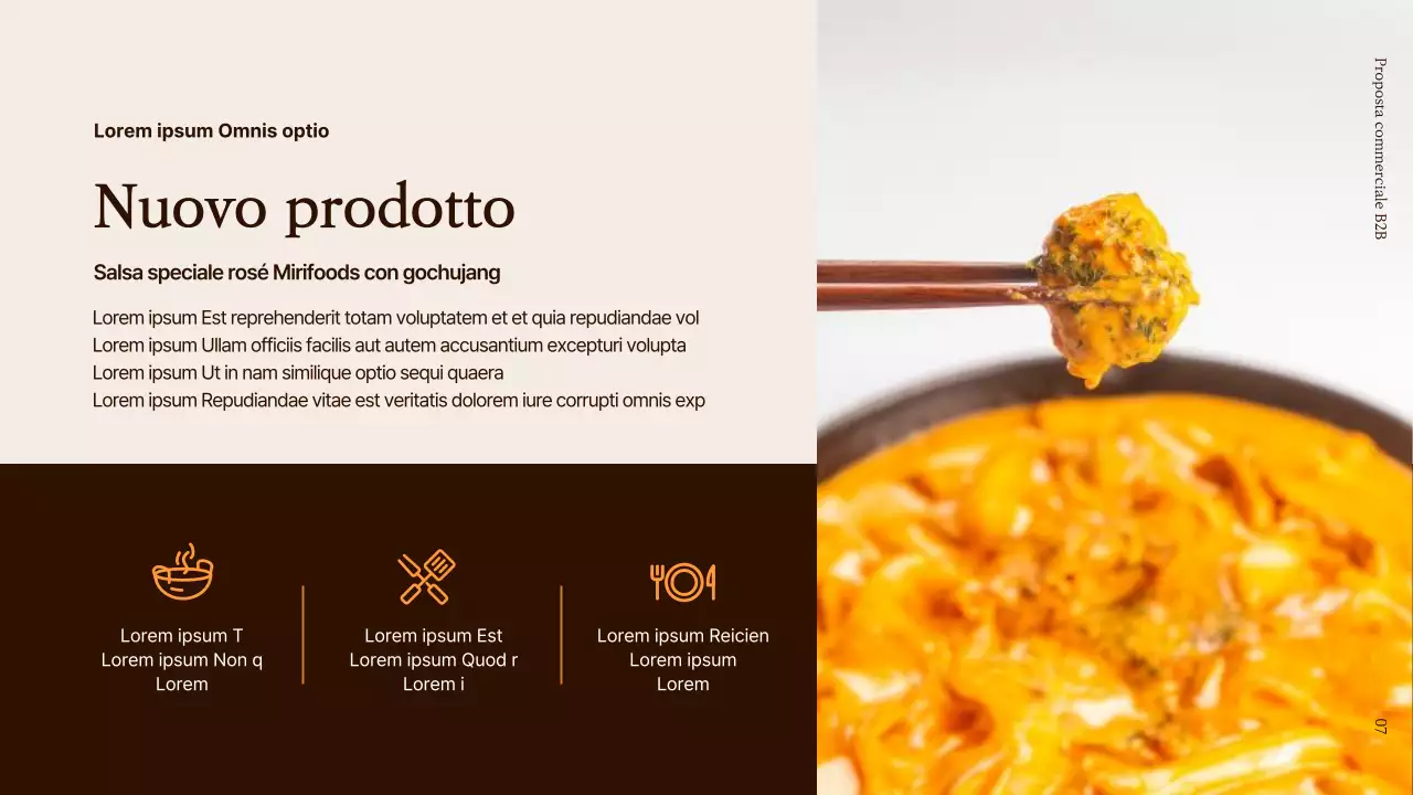 Proposta B2B per un nuovo prodotto alimentare in marrone e arancione