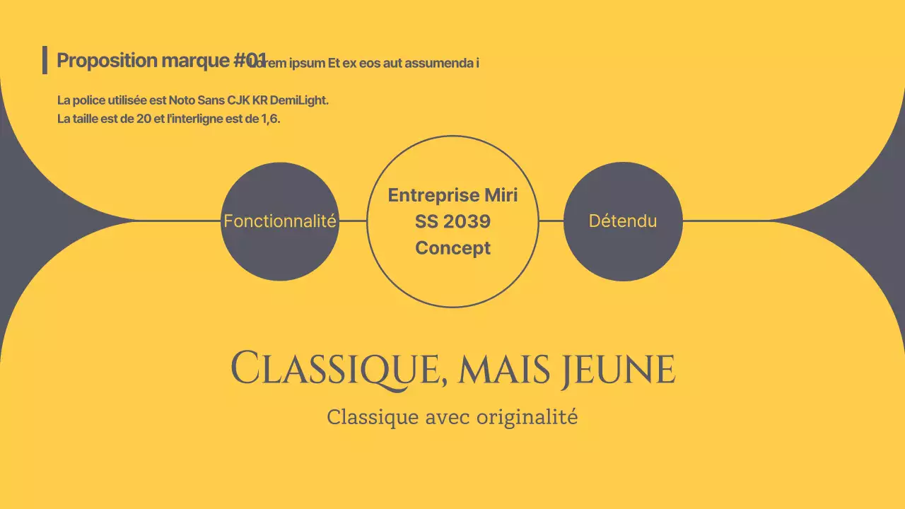 Proposition de marque de stage tendance en gris et jaune