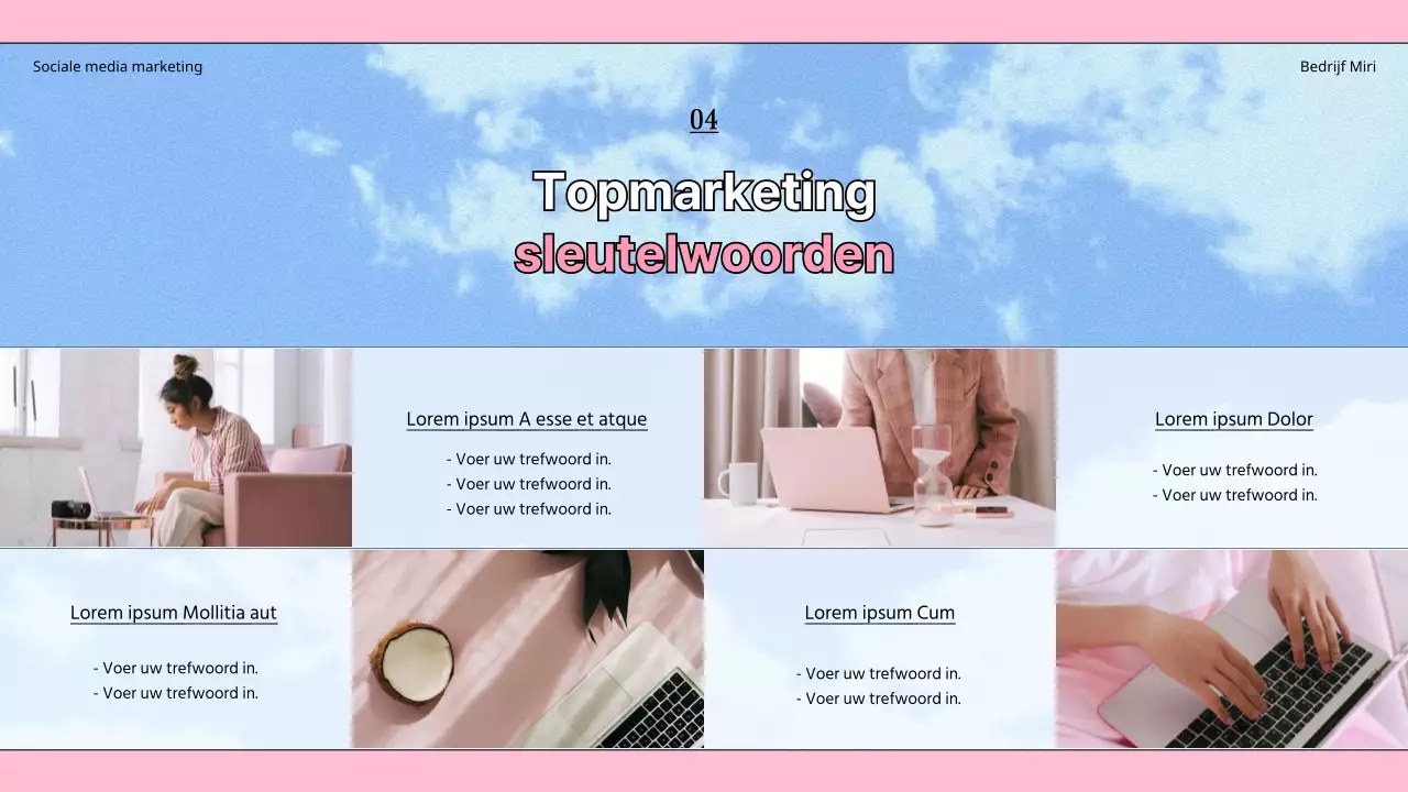 Kitscherige trends in de sociale-mediamarketingindustrie met een lichtblauwe achtergrond