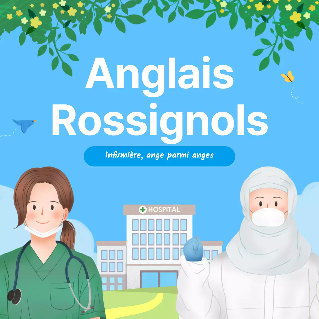 Carte de la Journée mondiale de l'infirmière avec un motif de nouvelles bleues