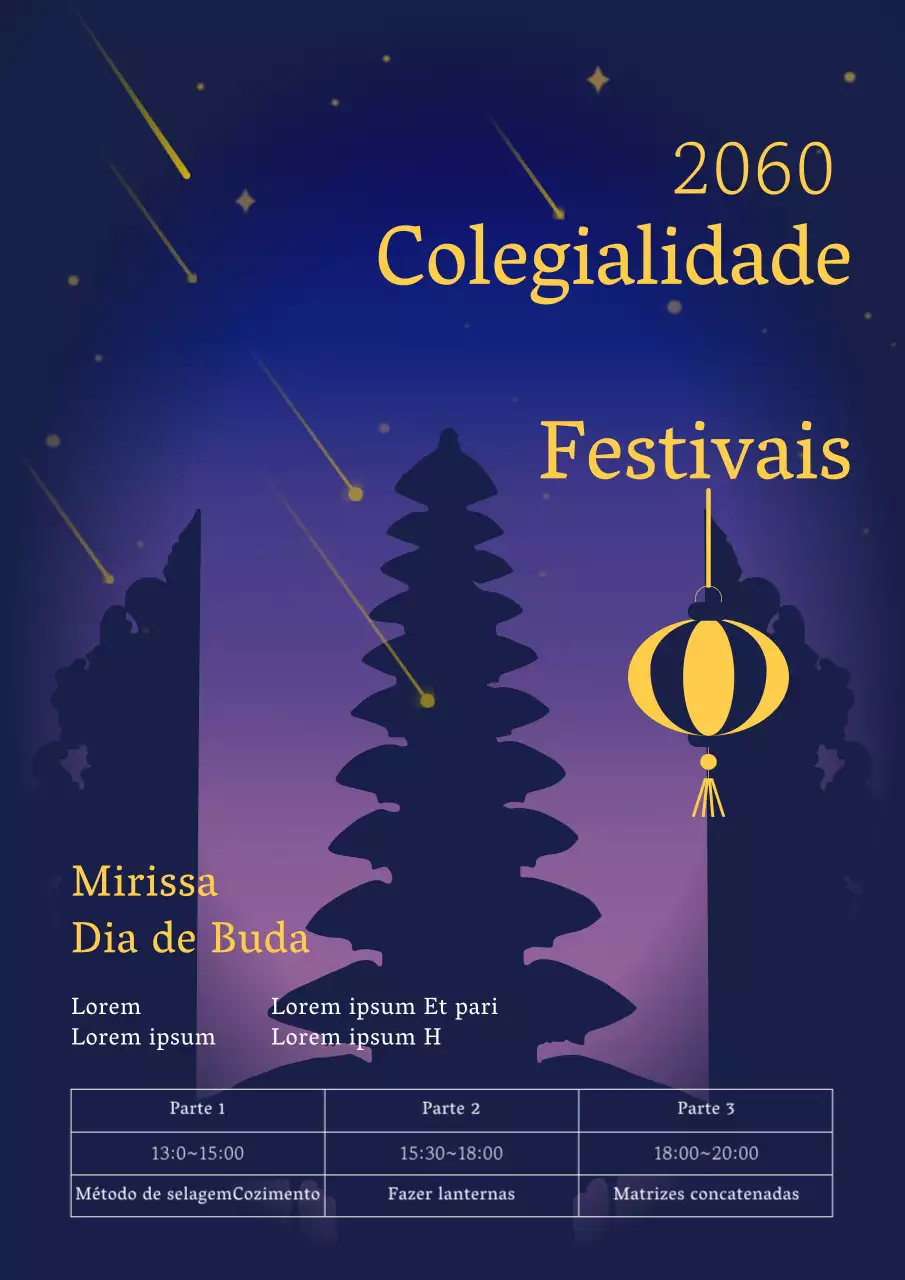 Silhuetas de pagodes contra o céu noturno Guia do Festival das Lanternas de Point