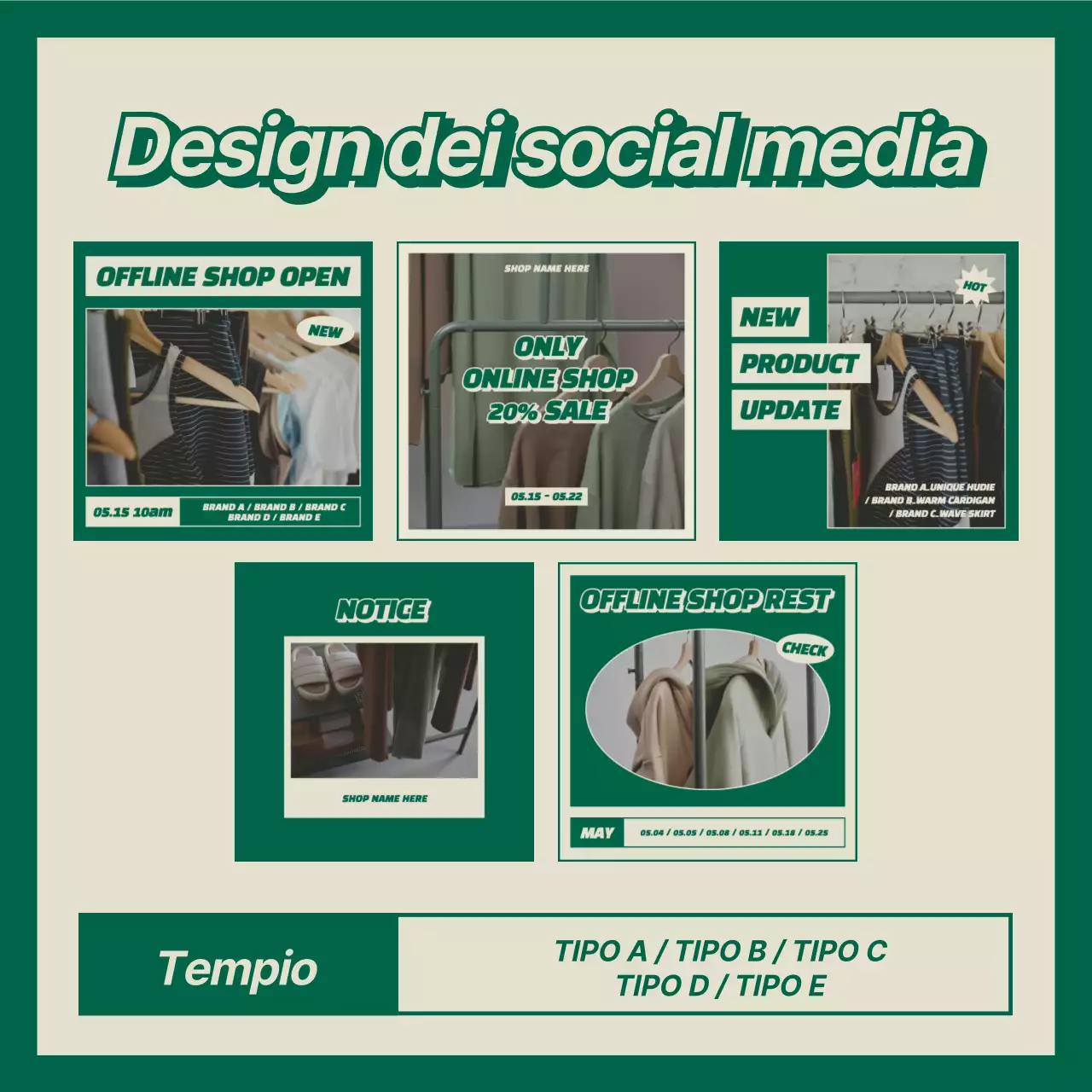 Pacchetto di layout in verde e avorio