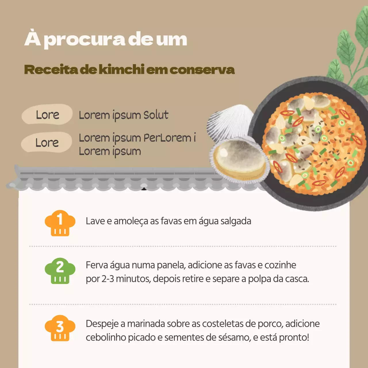 Um tema de receita de kimchi limpo e arrumado