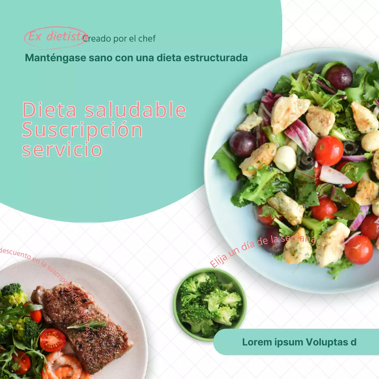 Servicio de suscripción a comidas saludables con un concepto de mesa color menta