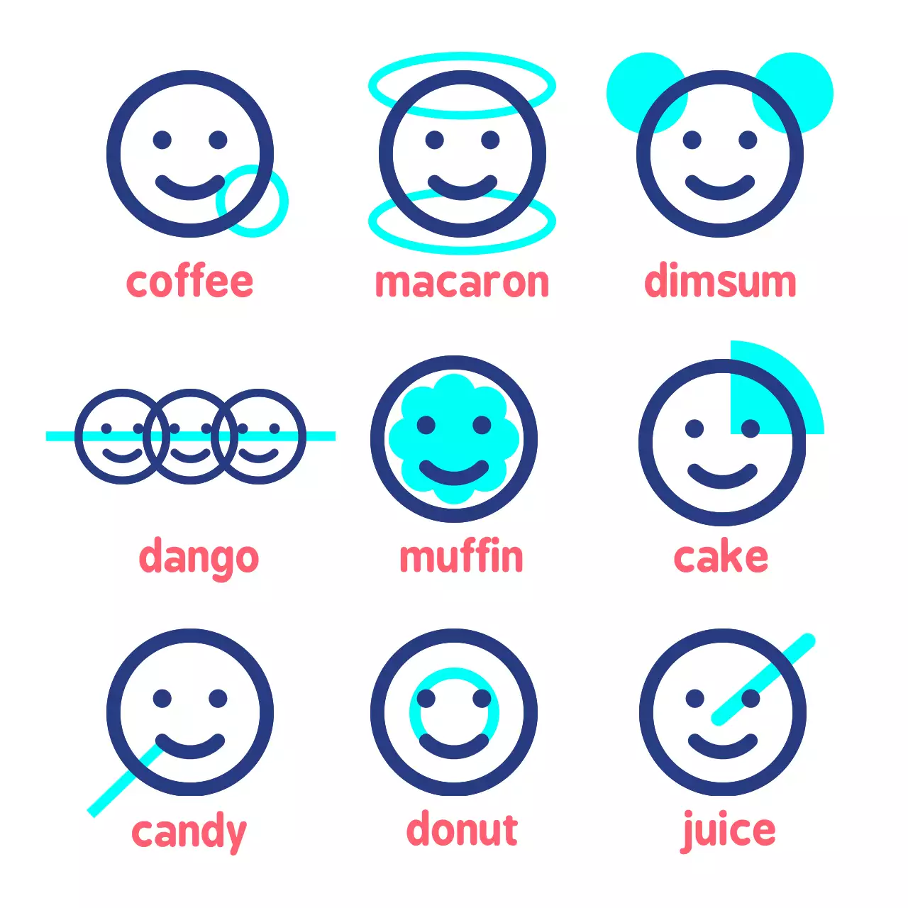 カラフル かわいい 食べ物 ポスター ロゴ