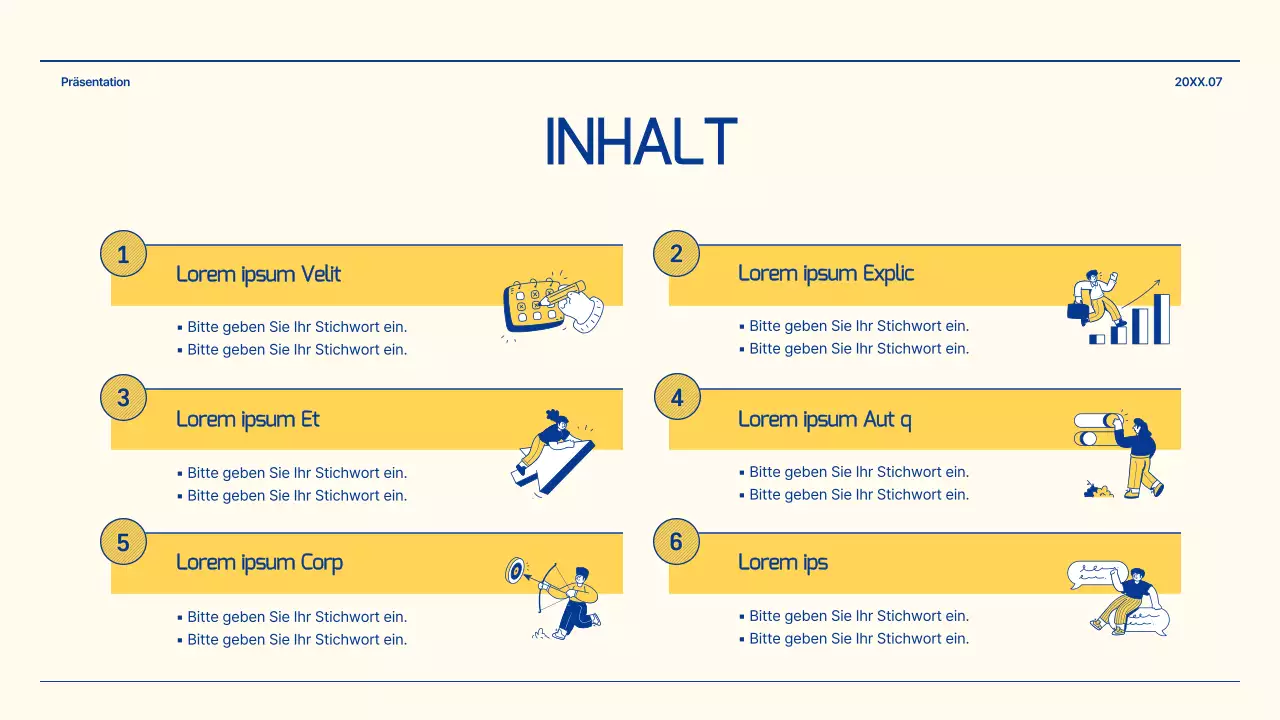 Bericht über die Aussichten im Einzelhandel mit blauen und gelben Abbildungen