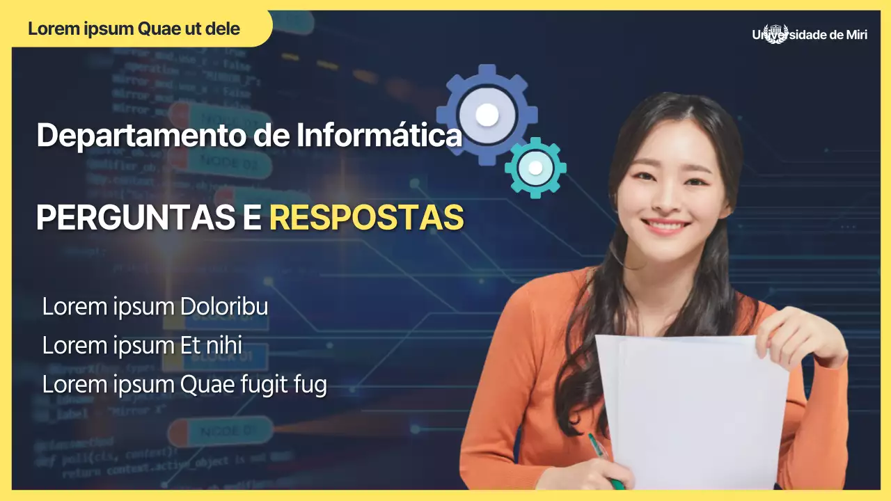 Miniatura elegante de informática e do YouTube em azul-marinho e amarelo.