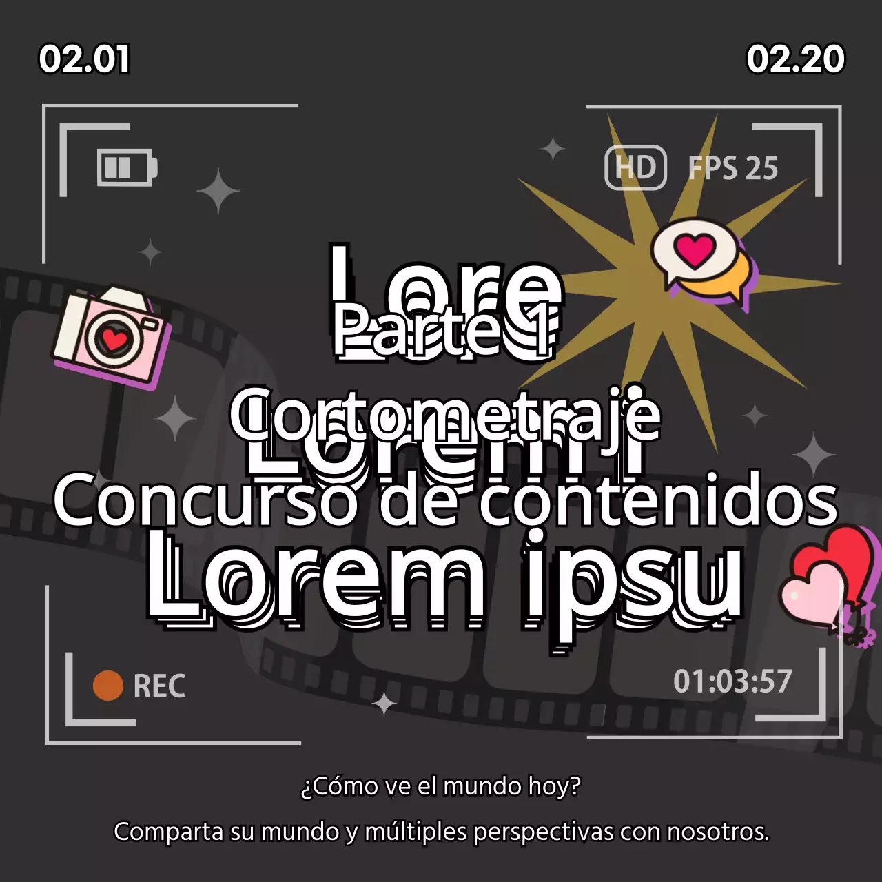 Anuncio de concurso de estilo web retro sobre fondo negro