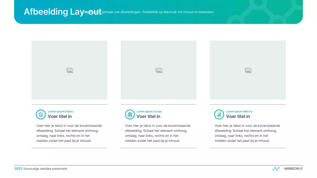 Eenvoudige zakelijke presentatie met kleurverloop in lichtblauw en groen