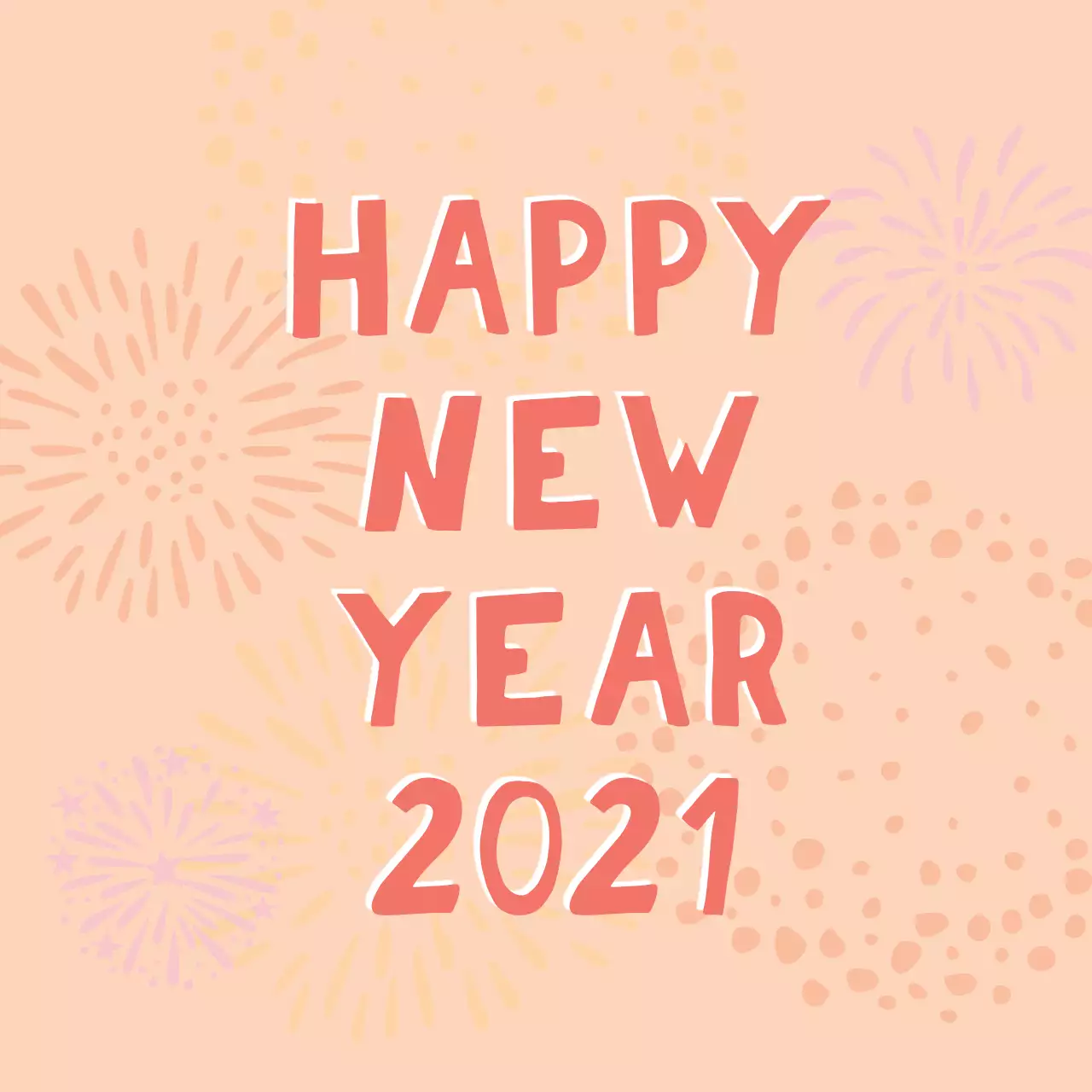 Label Ucapan Selamat Tahun Baru Ilustrasi Merah Jingga