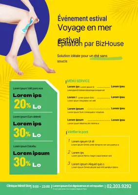 Promouvoir un magasin d'épilation à la cire en été avec une photo d'un rasage corporel jaune