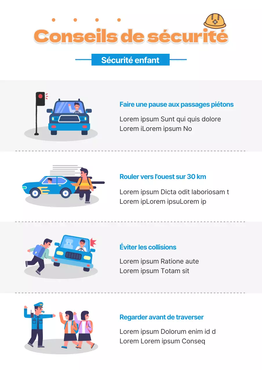 Modèle de panneau de sécurité routière bleu et jaune