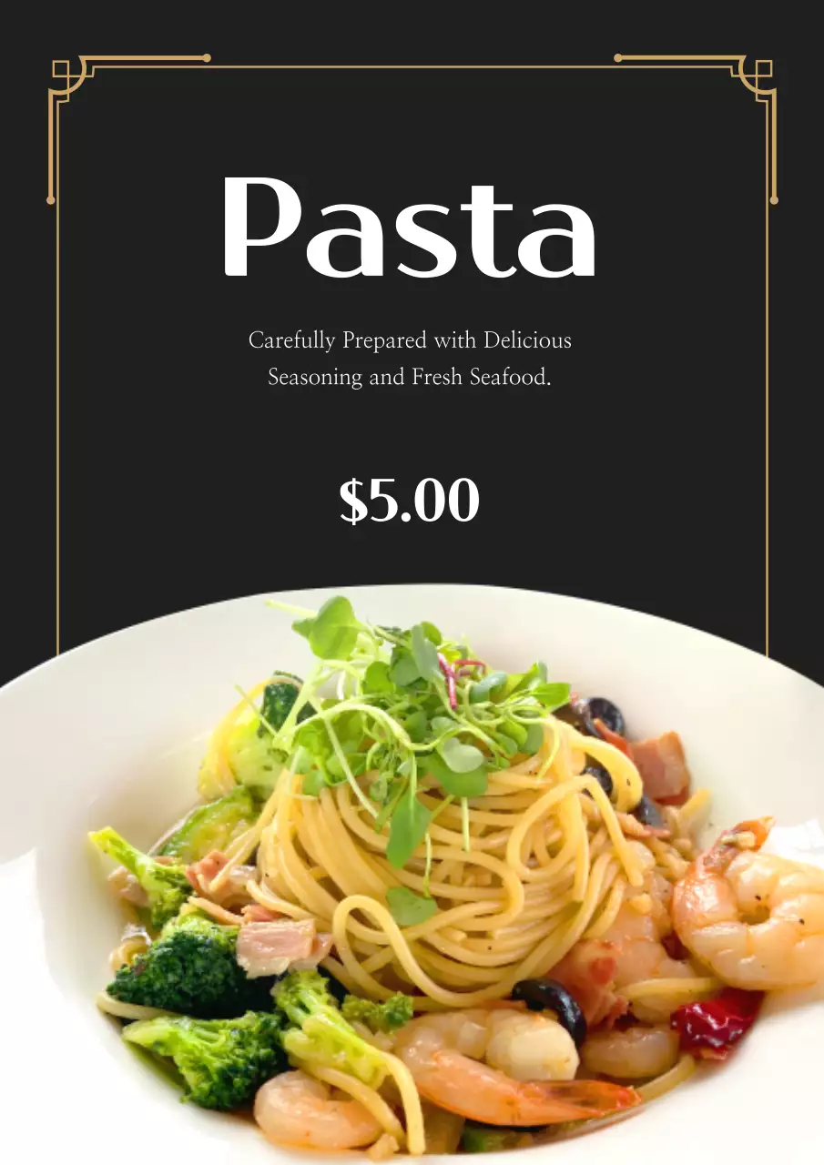 Black Classic Pasta Promotion Poster