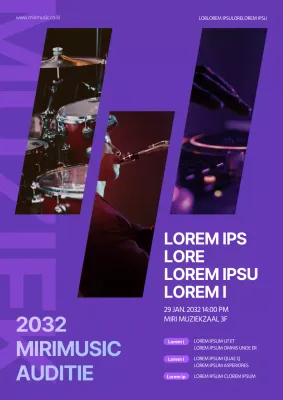 Paarse muziek auditie poster