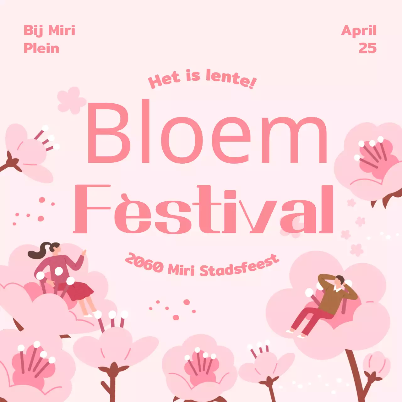 Roze, emotioneel illustratiethema om het kersenbloesemfestival te promoten