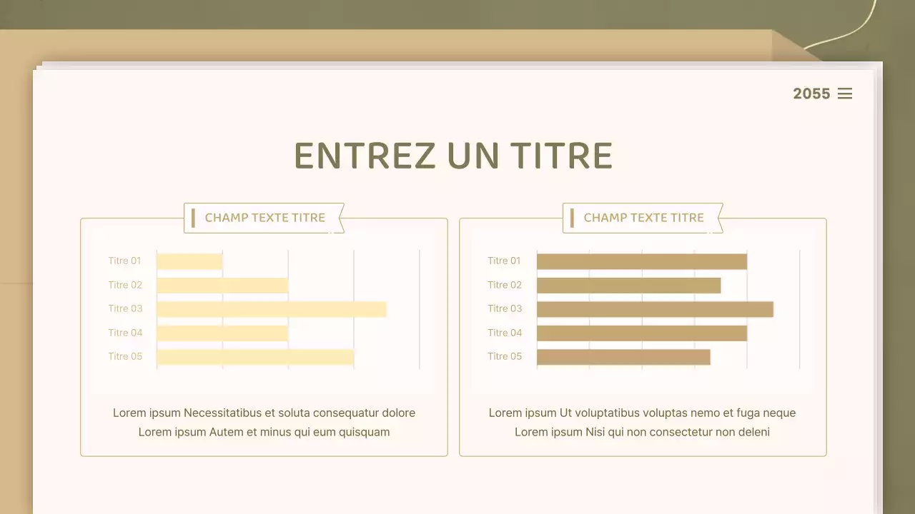 Pour des présentations avec un concept de document épuré dans les tons olive et beige