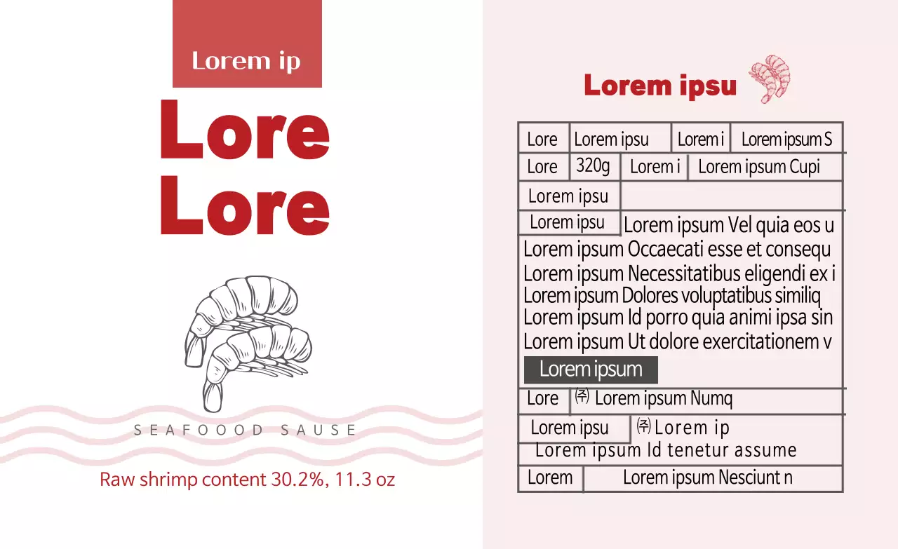 Pink illustration clean shrimp food description label