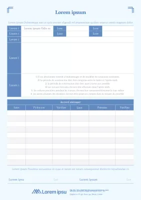 Formulaire de consentement des résidents pour des travaux d'intérieur dans une couleur bleue apaisante