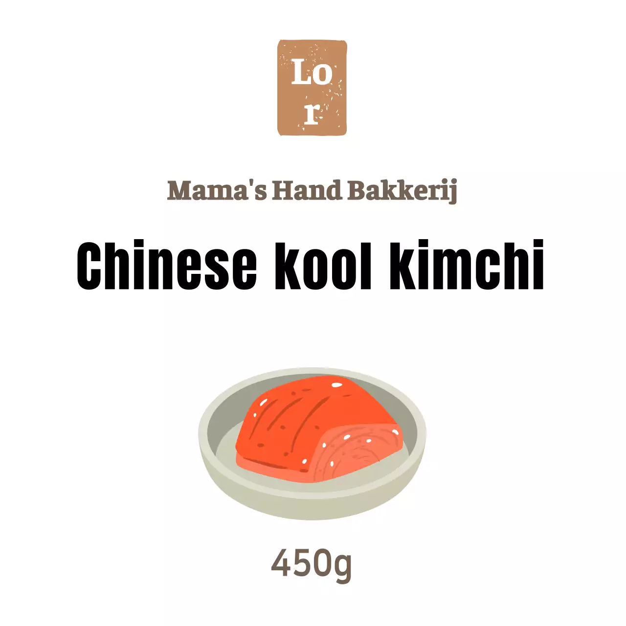 Witte eenvoudige delicatessen kool kimchi sticker voor bijgerechten