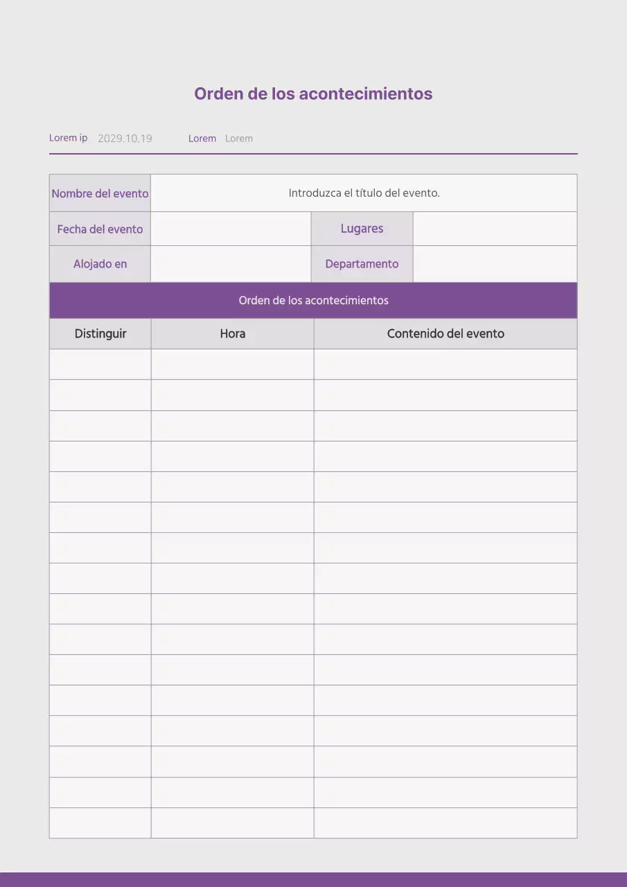 Un sencillo diagrama de flujo de eventos en morado