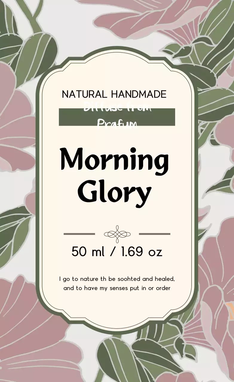 Label parfum vintage dengan ilustrasi hijau