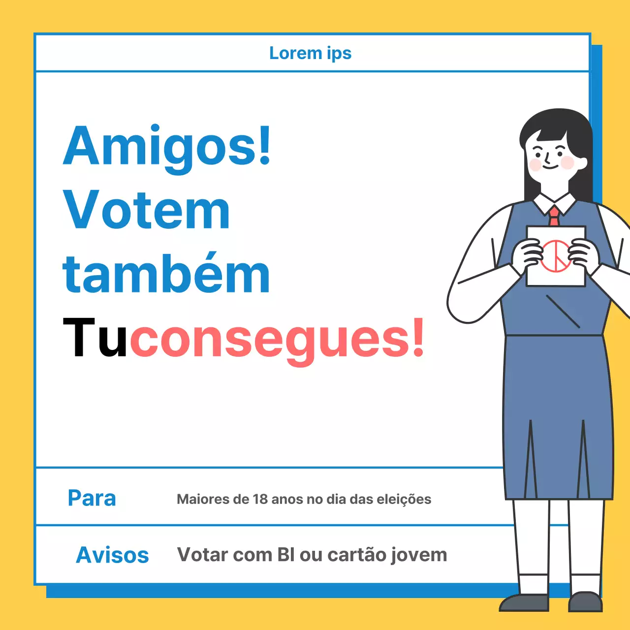 Ilustração gira amarela guia de voto dos jovens