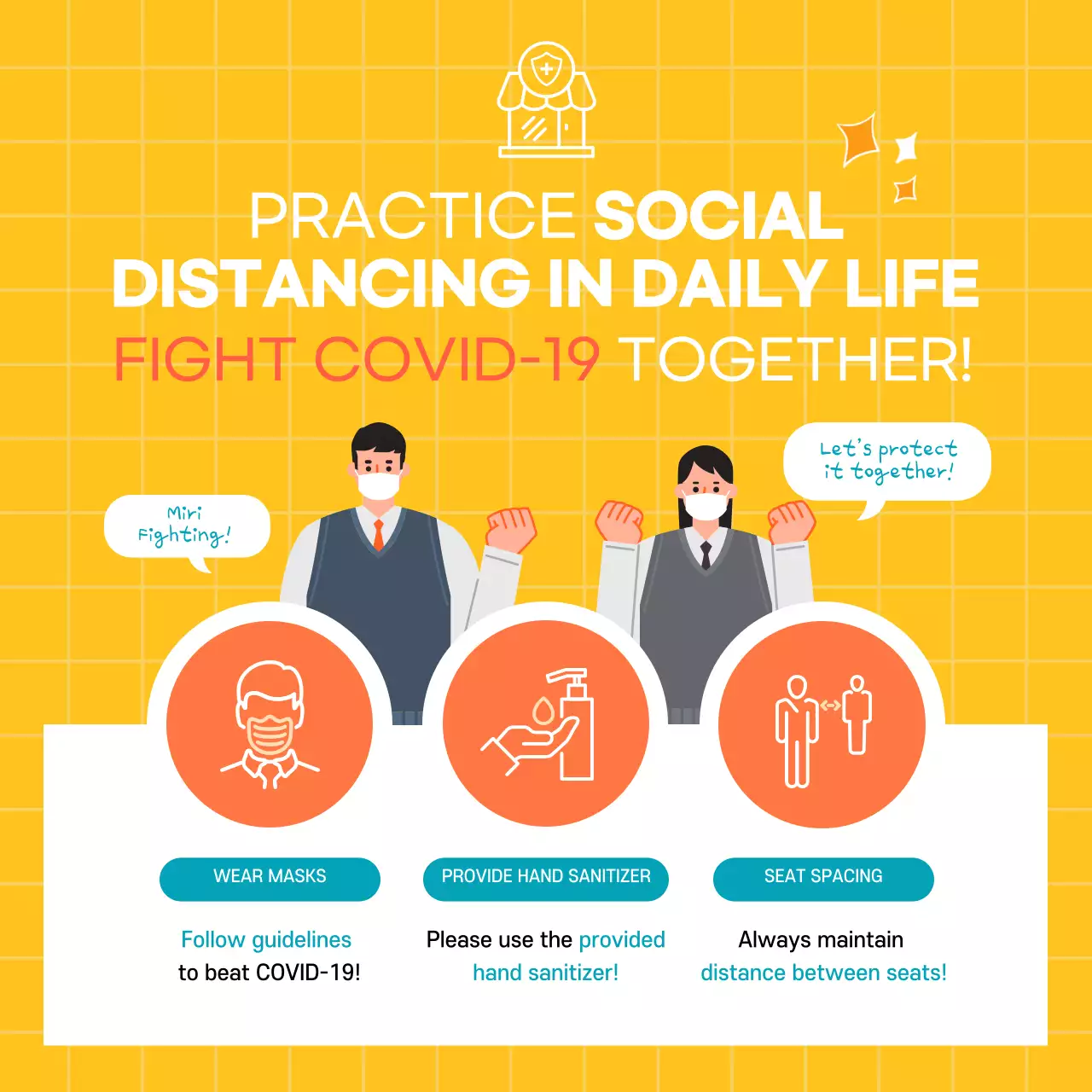 Yellow Modern Covid-19 Guideline Social Media Post