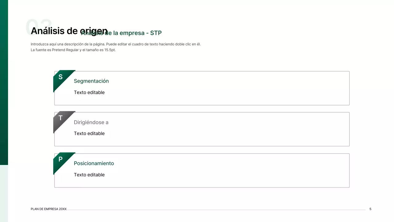 Kit de presentación de plan de negocio con un concepto de índice degradado en verde