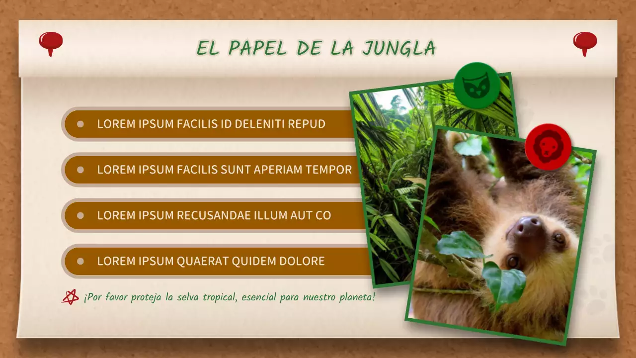 Pizarra de notas marrón y verde Concepto Jungle Story
