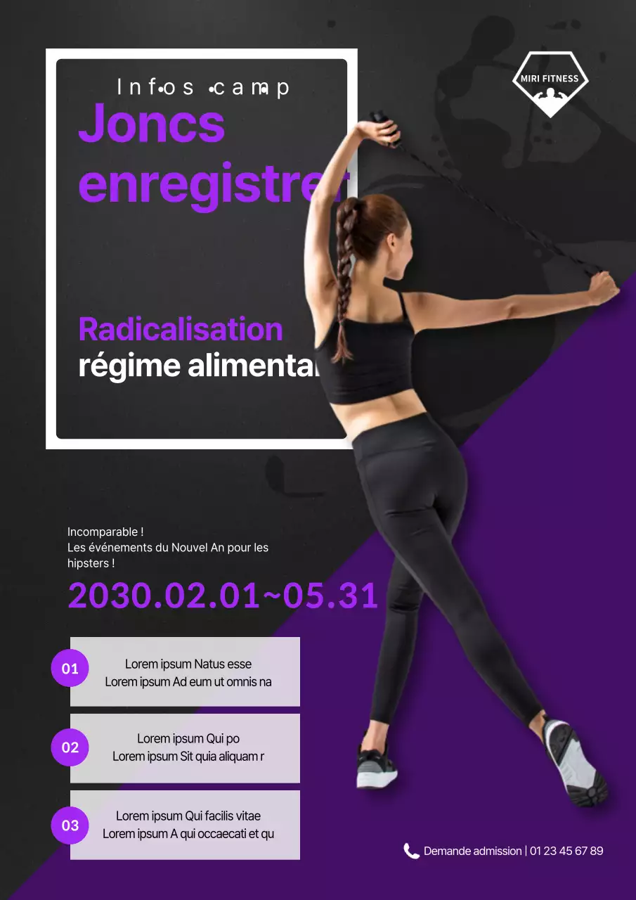 Affiche de camp d'entraînement violet et gris foncé